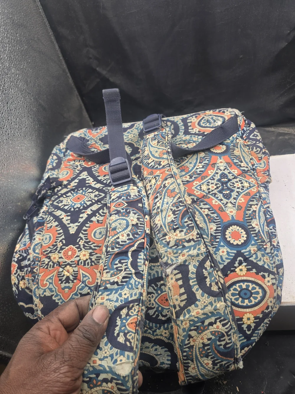 Vera Bradley Quilted Paisley Navy and Coral Backpack